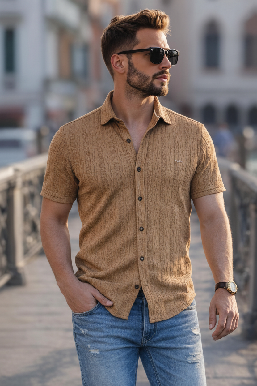 Camisa Texturizada Café ARK