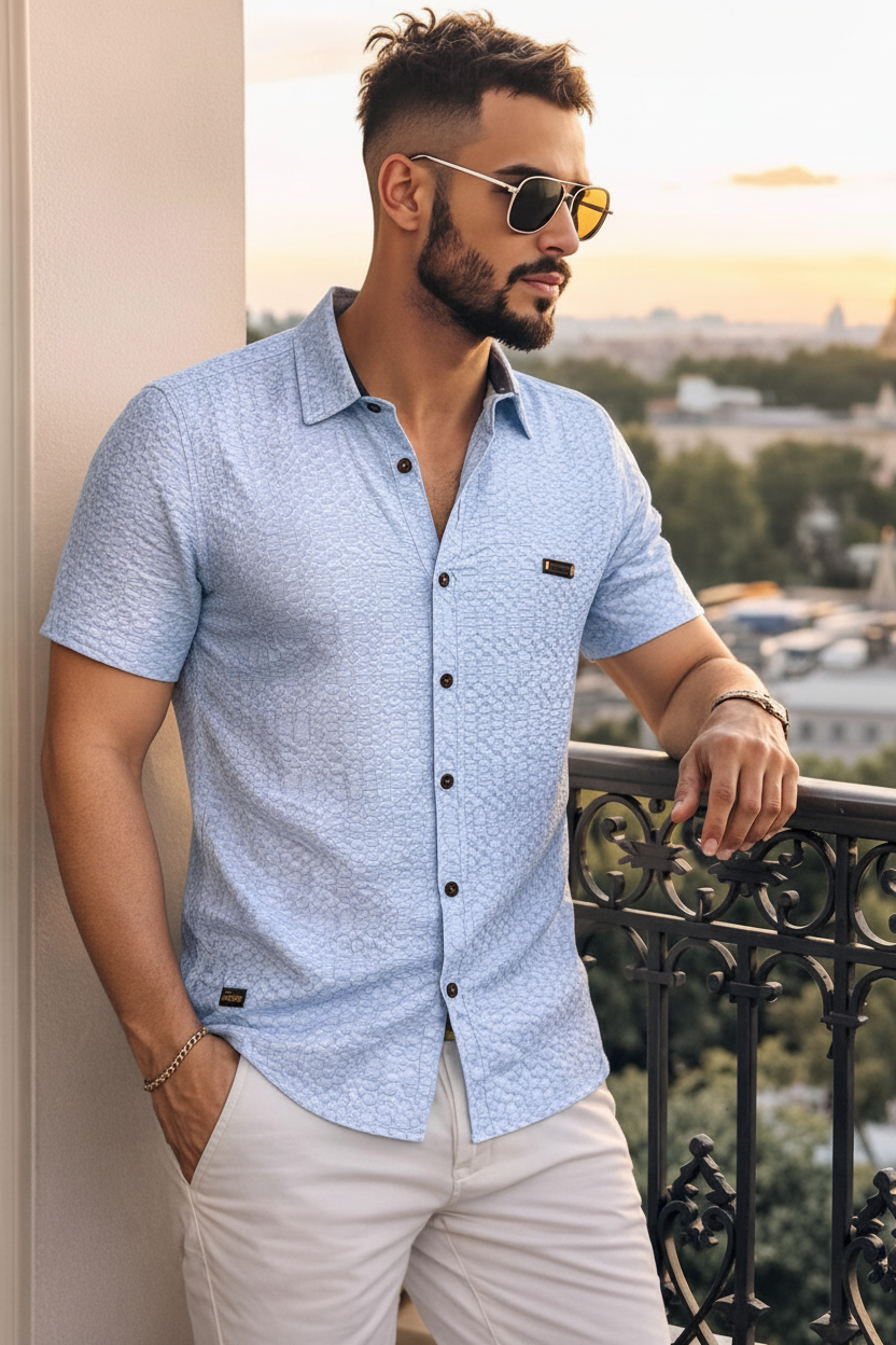 Camisa Azul Claro Trenzada ARK
