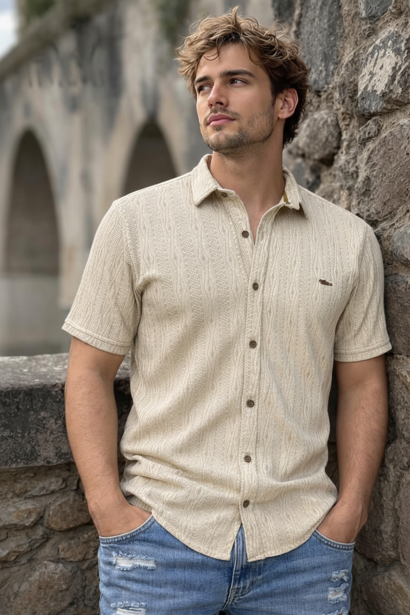 Camisa Texturizada Beige ARK